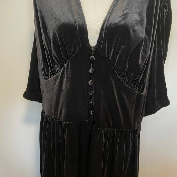 Lauren Ralph Lauren Plus Size Velvet Puff Sleeve Midi Dress In Black Size 3X New - Picture 4 of 15